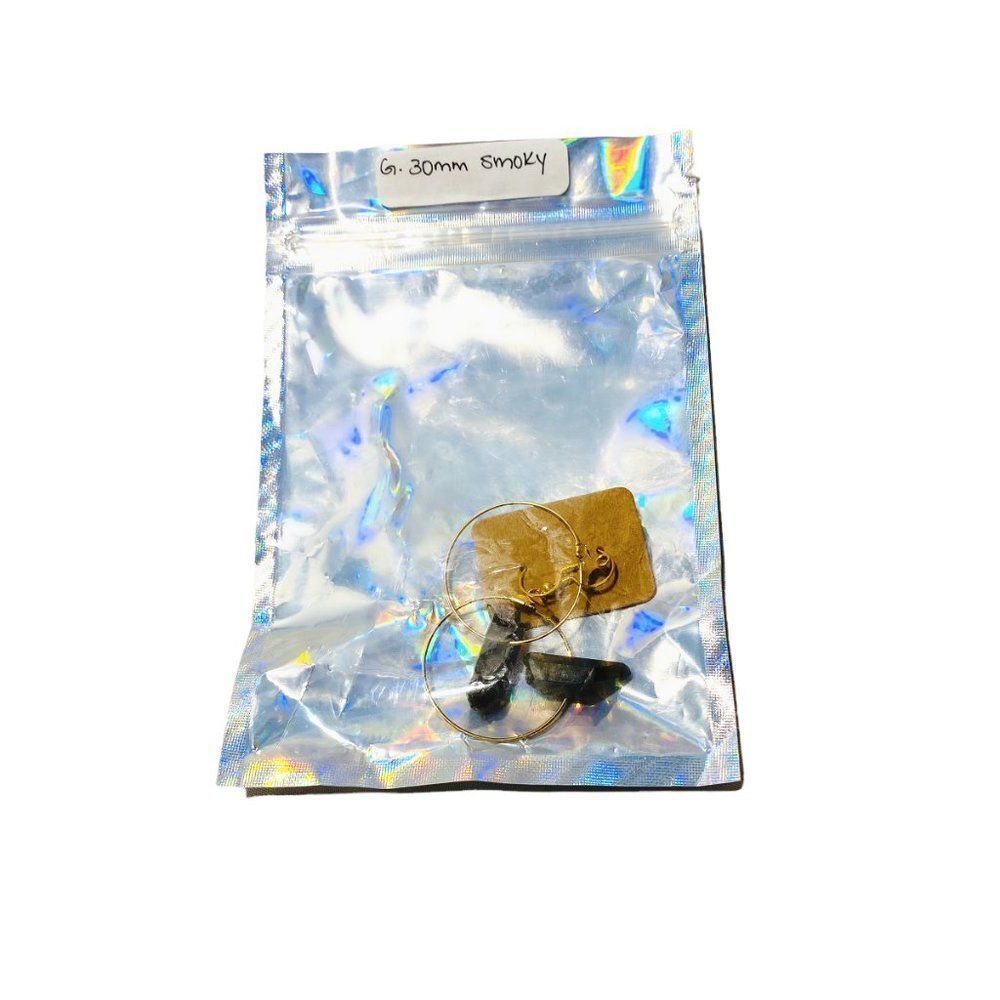 NEW Raw Smoky Quartz (30mm) Drop Hoop Earrings - Picture 4 of 4